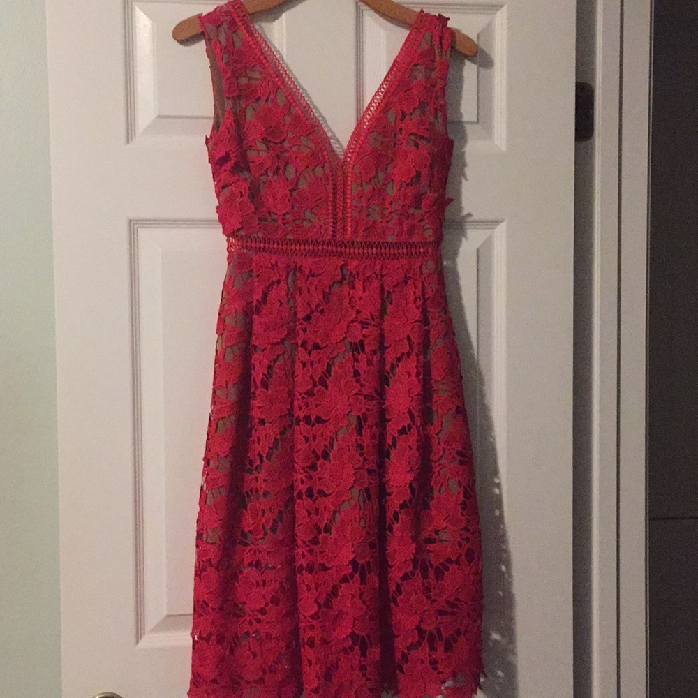 Red lace dress like a Valentino style